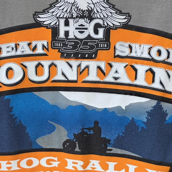 HOG rally Gray Short Sleeve Tee Ladies V-neck - Picture 5 of 5